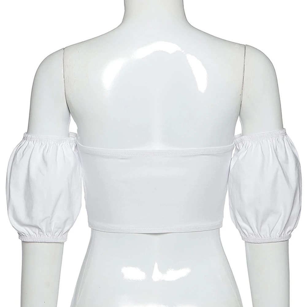 Сексуальная Однотонная рубашка с вырезом лодочкой и коротким рукавом