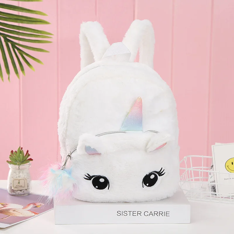 New Lovely Unicorn Cartoon Plush Kids Girls Backpack Children Cute Animal Stuffed Plush Drawstring Bags Storage Girls Gifts