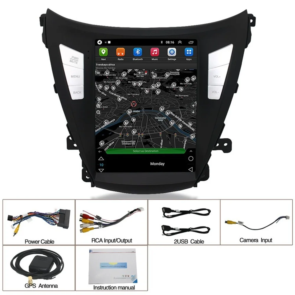 Автомобильный мультимедийный плеер Android в стиле Tesla с GPS-навигацией для HYUNDAI ELANTRA/MD