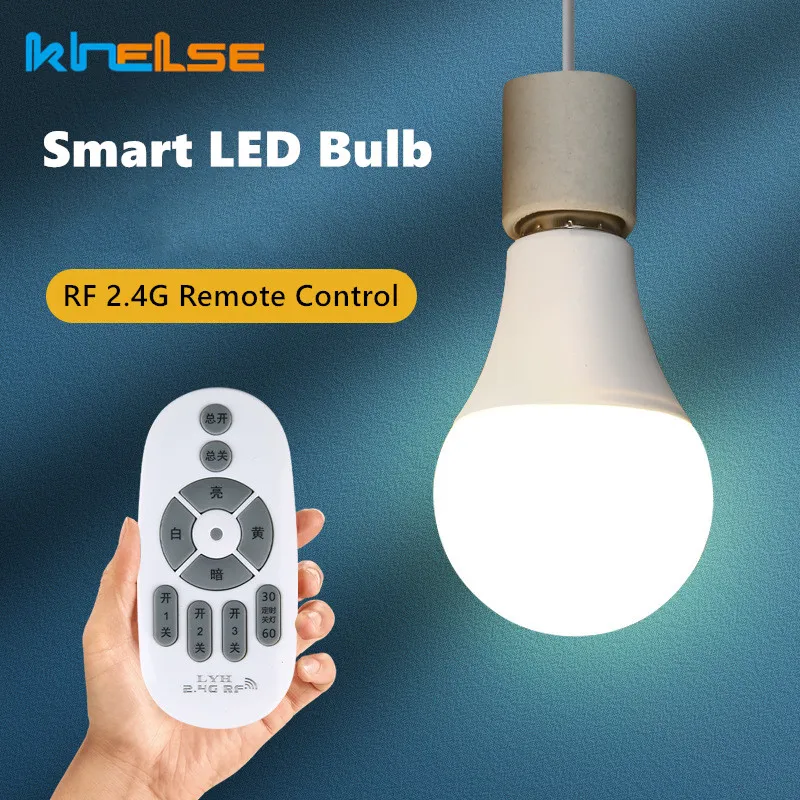 

Smart LED Bulb E27 6W 9W 12W RF 2.4G Wireless Remote Control Night Light Timing Turn off Warm Cold Light Dimmable Led Lamp Bulb