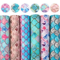 david accessories 6pcsset a5 1521cm mermaid scale printed faux synthetic leather fabric set diy bow crafts materials1yc10091