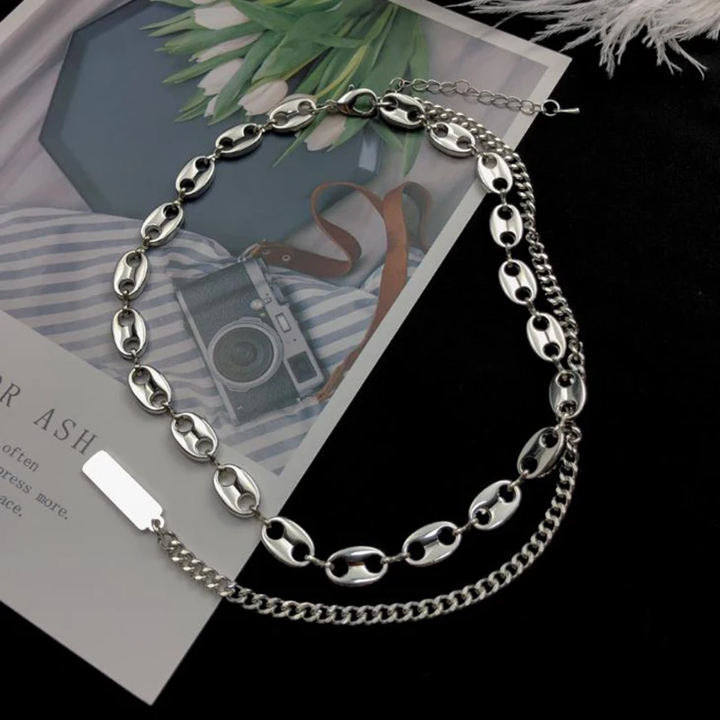 

ins pig nose necklace European and American high-end fashion personality cold wind titanium steel necklace clavicle chain female