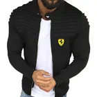 Новинка 2021, мужской модный кардиган Ferrari с логотипом автомобиля, уличный Кардиган со складками для спорта и отдыха