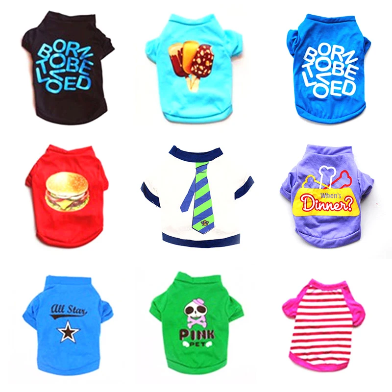 Футболка для домашних животных летняя дышащая жилетка собаки мультяшная одежда