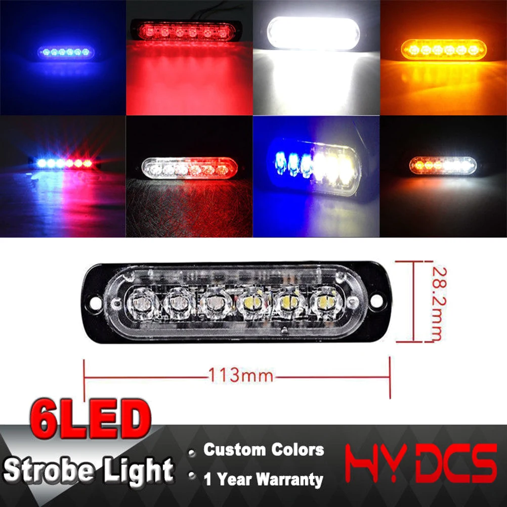 12-24V 6 LEDs Strobe Light 18 Modes Ultra-thin Emergency Flash Warning Caution for Trucks Cars Motorcycles 18W A3 | Автомобили и