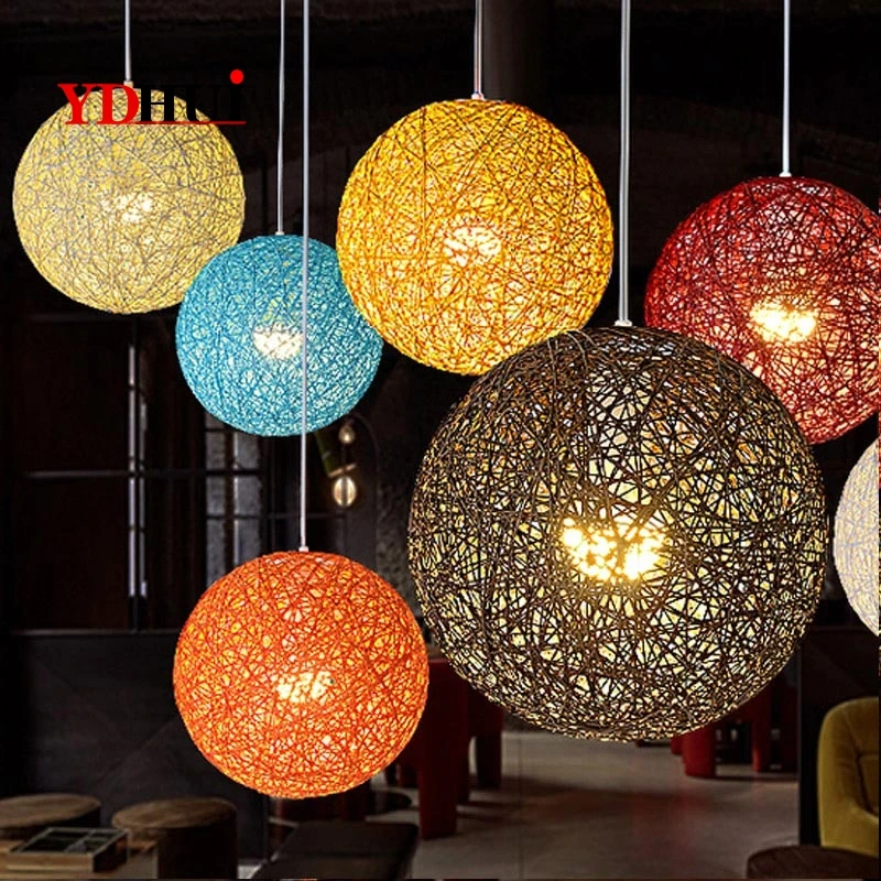 Креативная индивидуальная люстра из конопляного шара современная простая