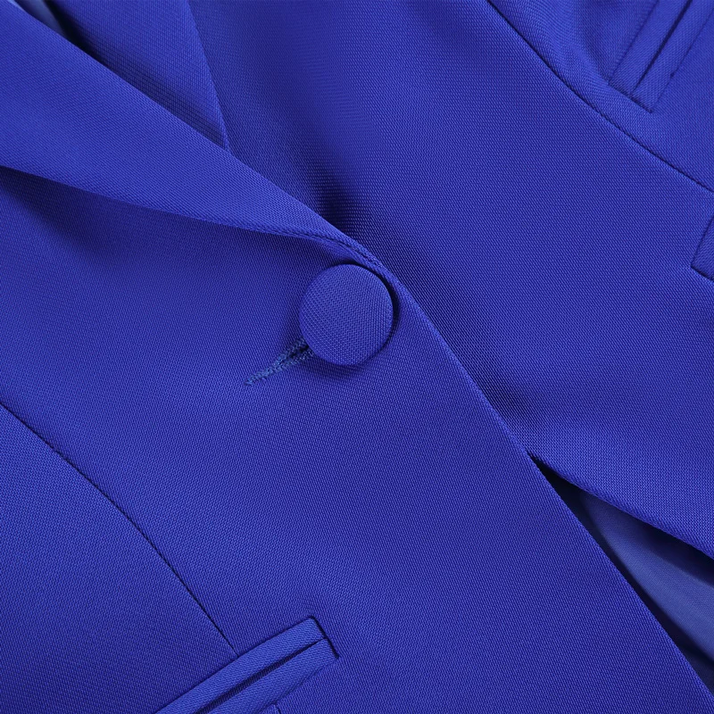 Женский блейзер синего цвета модная офисная одежда с карманами Блейзер пальто