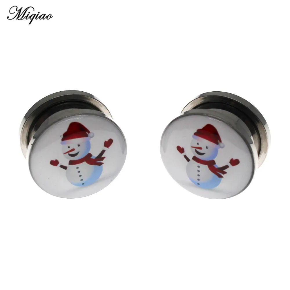 

Miqiao 2pcs New Product Cute Snowman Ear Expander Stainless Steel Ear Expander Fine 4mm-25mm Human Body Beauty Piercing Jewelry