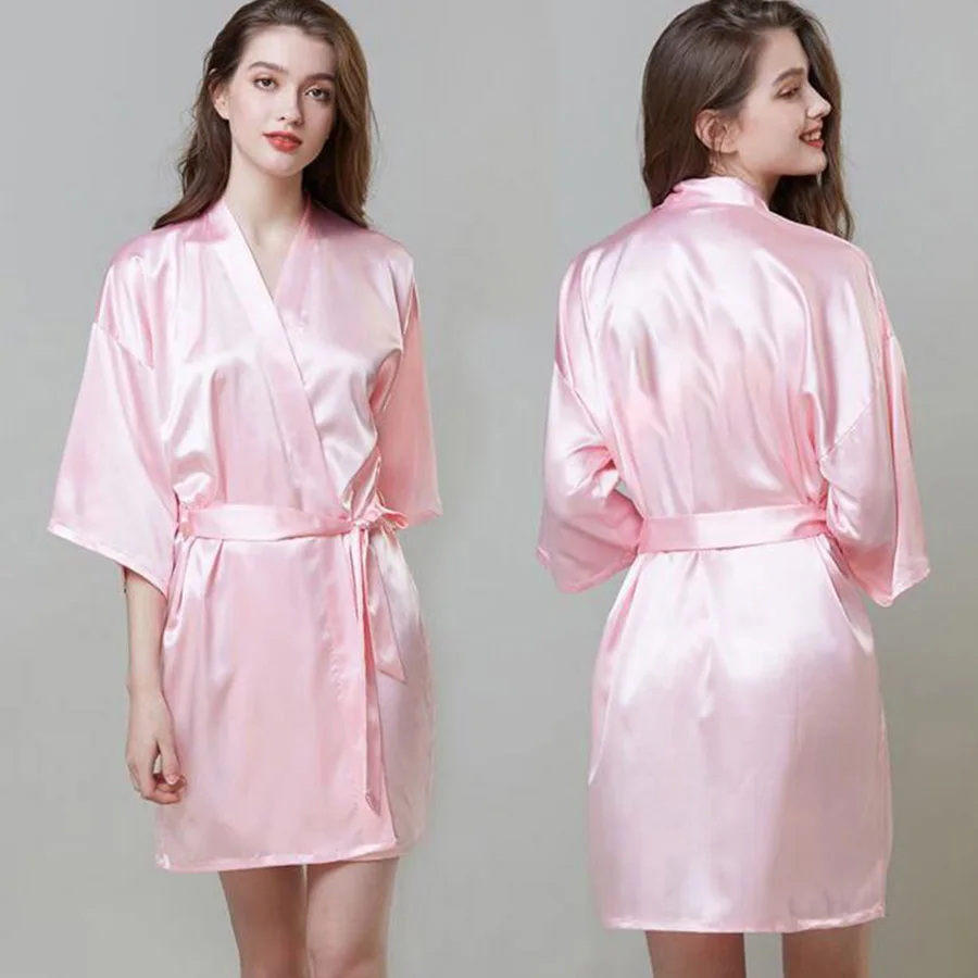 Халат кимоно Женский шелковый халаты для подружки невесты пикантные атласные