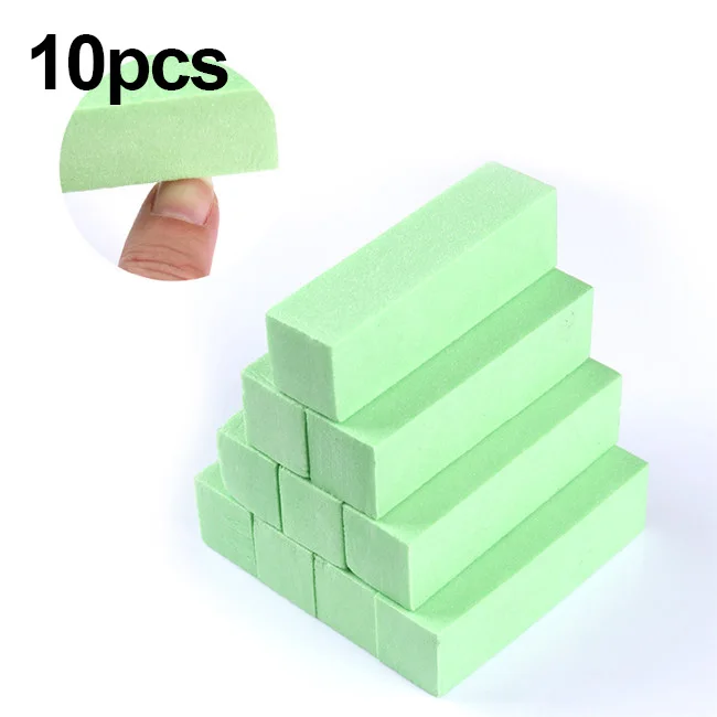 10pcs Green 50/20/шт. Пилка для ногтей для УФ-гель-лака для маникюра, педикюра, шлифовального шлифования, белого и розового цвета, буферный блок для ногтей, инструмент для дизайна ногтей - Цвет: 10pcs Green