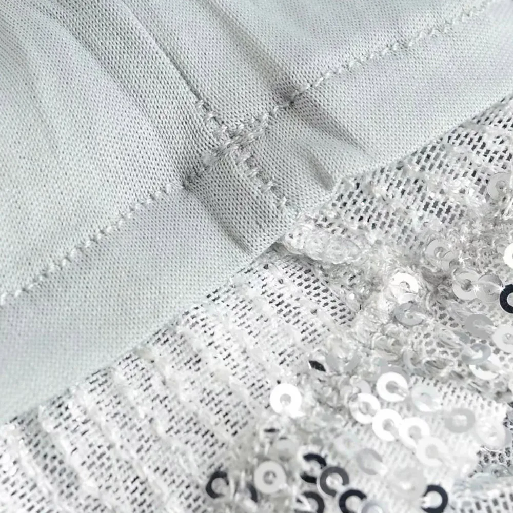 

New Womens silver Sequined Shirt Tops deep V neck sexy Womens tops and blouses elegant blingbling party Top zora Shirt Top