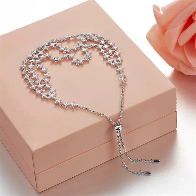 

Женский многослойный браслет из серебра 925 пробы с фианитами