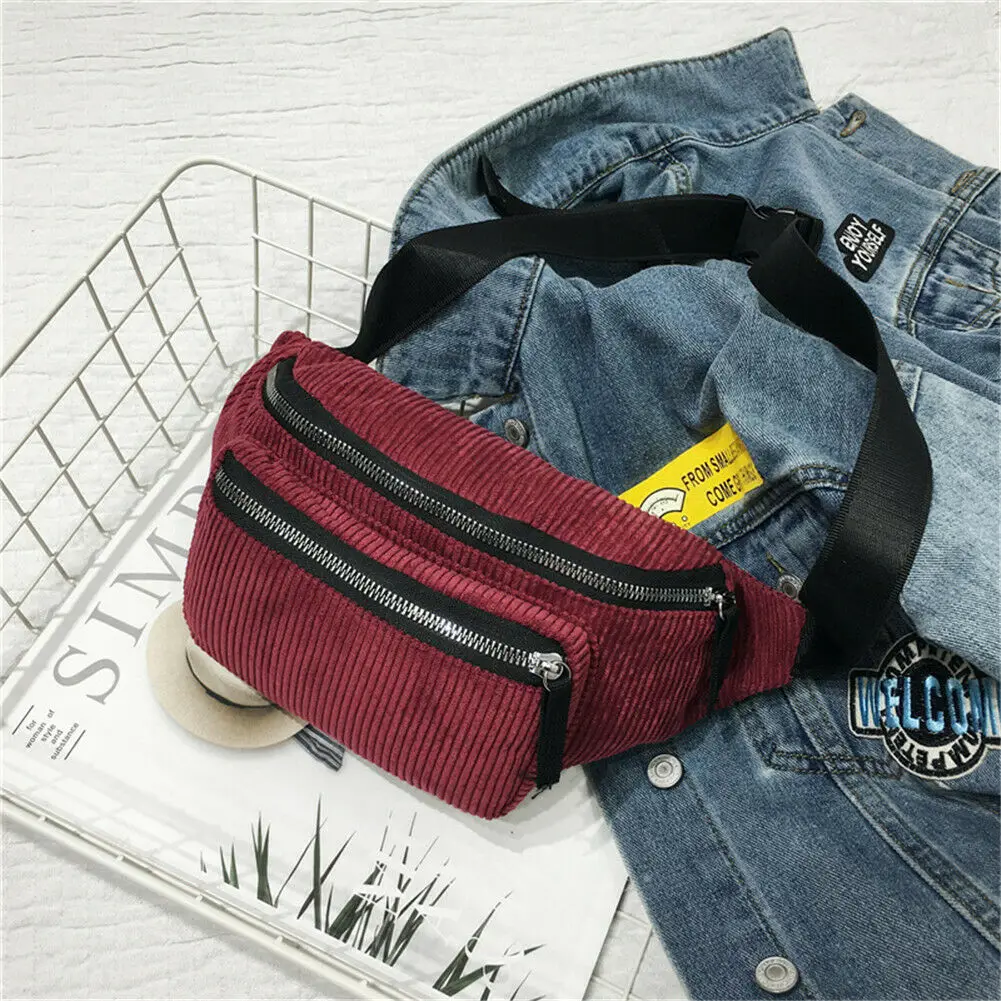 Fashion Corduroy Fanny Pack Women Waist Bag Belt Money Travel Sport Bum | Багаж и сумки