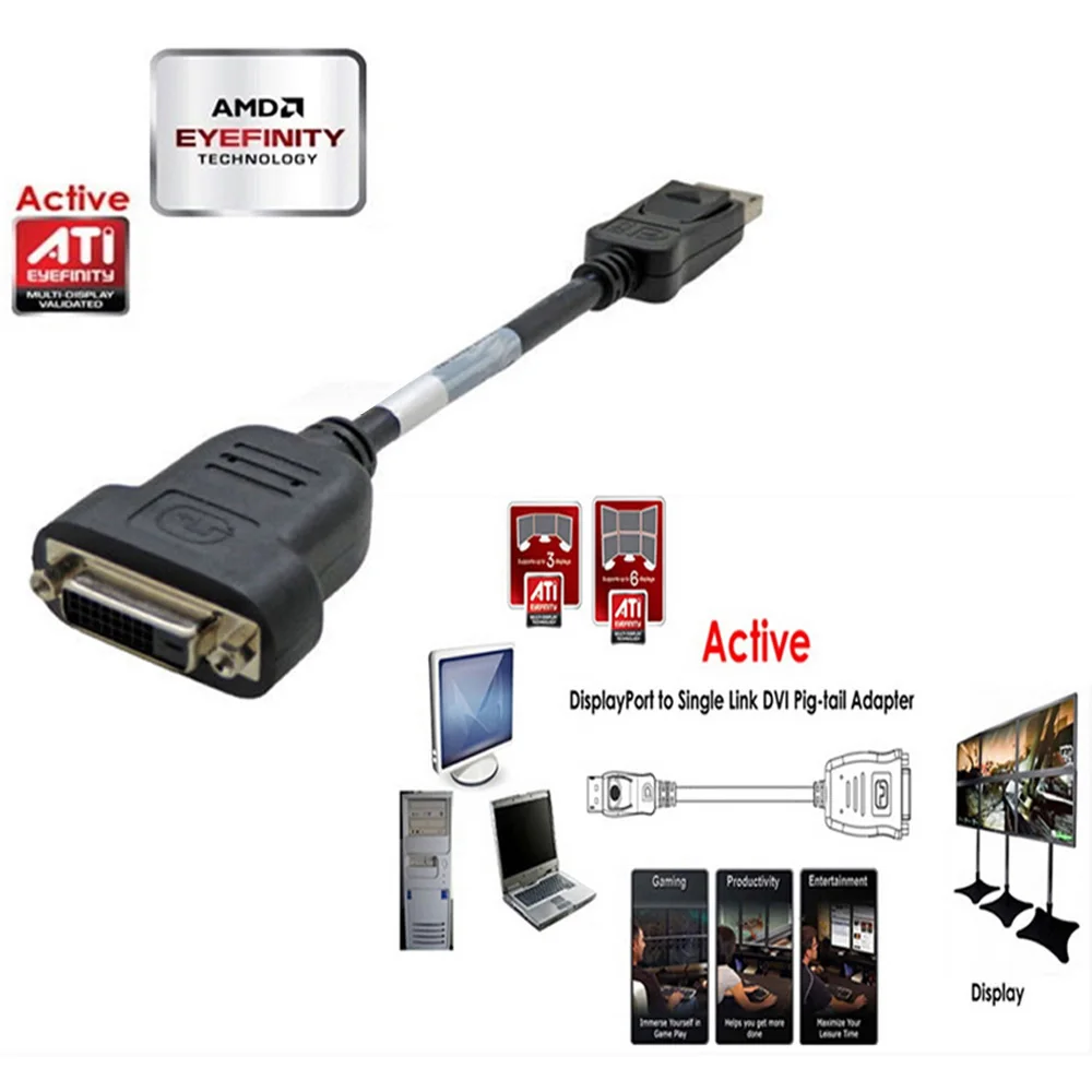 Адаптер-конвертер ATI Eyefinity технология Active DisplayPort to DVI | Электроника
