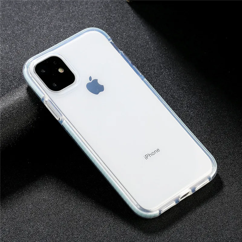 Прозрачный противоударный чехол для телефона iPhone 11 8 Plus X XR XS Max простой чехол для iPhone 7 6S Plus Мягкий ТПУ силиконовый чехол - Цвет: Светло-зеленый