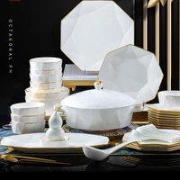 58 heads jingdezhen ceramic dinner dish rice bowl soup bowl salad noodles bowl plate dinnerware set kitchen tableware
