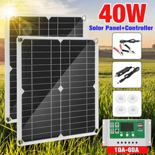 40W Solar Panel Kit Complete 12V USB With 10/20/30A Controller Solar Cells for Car Yacht RV Boat Moblie Phone Battery Charger