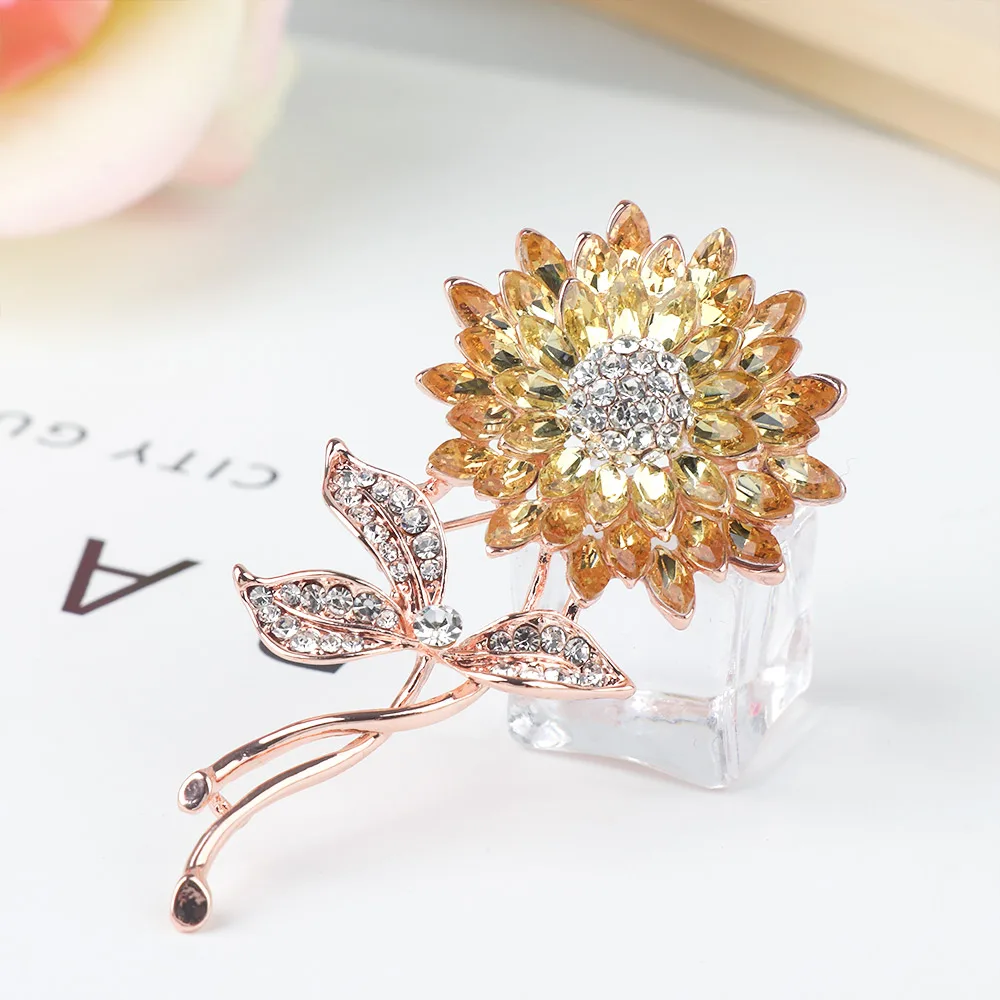 Нежные Броши с подсолнухом эмаль растение корсаж для женщин девушки платье