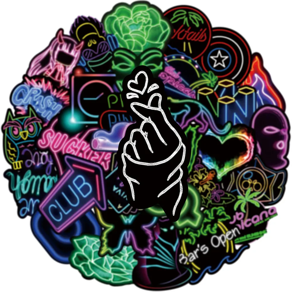 

10/50Pcs Neon Lights Stickers Funny VSCO Girls Waterproof Skateboard Laptop Luggage Guitar Graffiti Kid Toy Cartoon Stickers