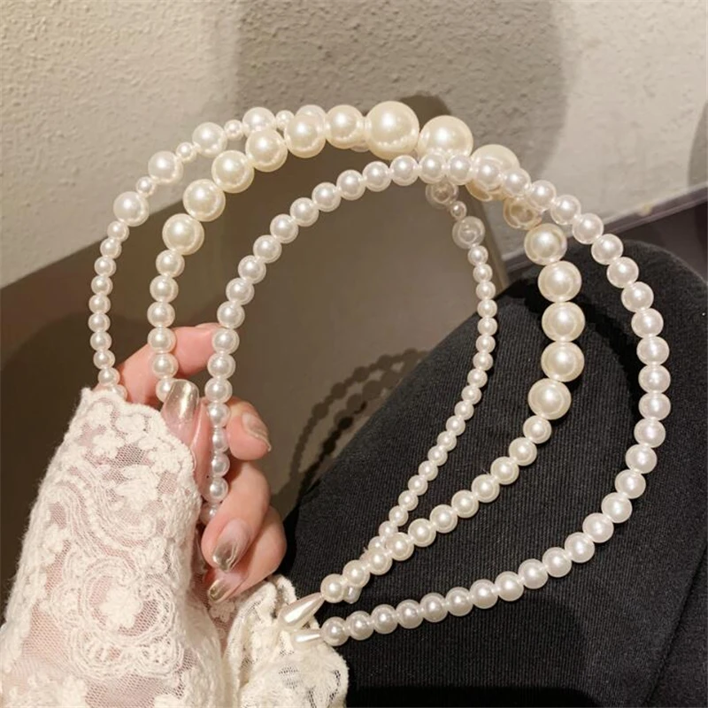 

Fastion Women Girs Pearls Bezel Vintage Elegant Hairband Headband Korean Wedding minimalist Hair Accessories Headwear Headwrap