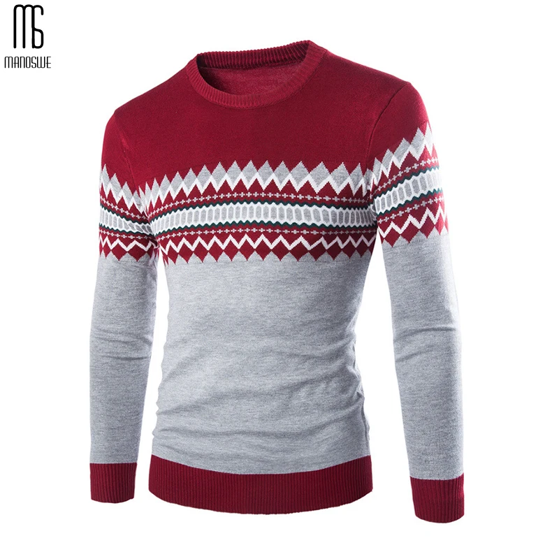 Мужской трикотажный свитер Manoswe повседневный теплый пуловер в стиле пэчворк с