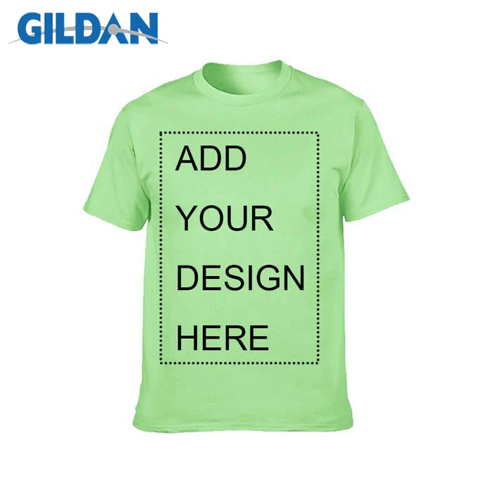 Light Green GILDAN бренд индивидуальные мужские футболки печать ваш собственный дизайн Высококачественная дышащая хлопковая футболка для мужчин плюс размер XS-3XL - Цвет: Light Green