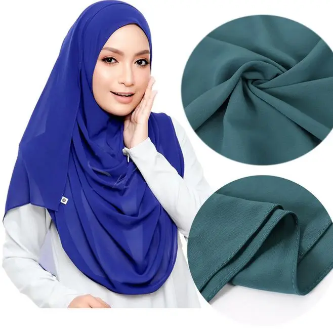 

1 шт., Премиум Малайзийский хиджаб, простой пузырьковый шифон, мусульманские шарфы, Женский однотонный тюрбан, шаль, модная повязка на голову...
