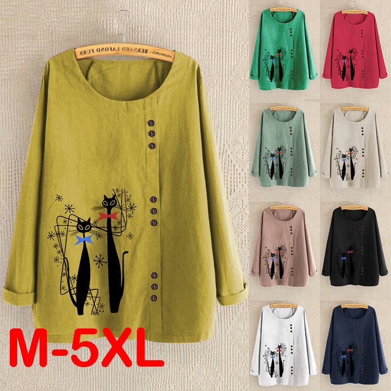 

Autumn Long Sleeve tops Women Casual Tee Top Pullover Shirt 2021 Korean Cartoon Print Blouse Plus Size Shirt Tops Blouses Female