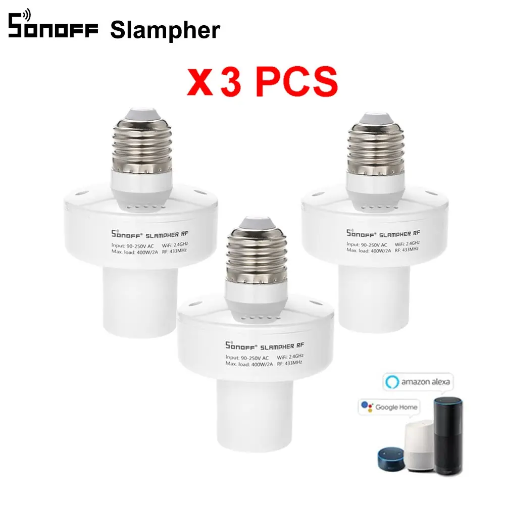 3 шт. SONOFF Slampher E27 RF 433 МГц Wifi умная лампа держатель лампы приложение голосовое