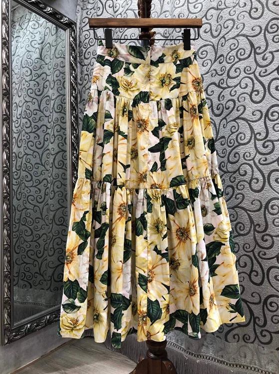 

2020 autumn and winter new fashion women's clothing printed pattern color matching all-match mid-length skirt 1231
