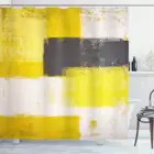 Серая и желтая занавеска для душа абстрактный стиль Гранж кисти картина стильная ткань для ванной Декор набор с крючками 70 дюймов