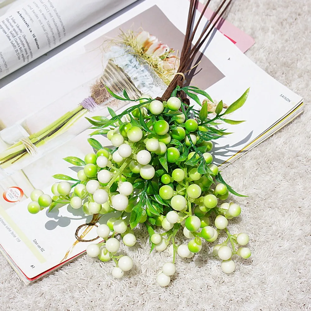

1 Bunch Artificial Fake Berry Flower Leaf Artificial Flowers Home Wedding Decor Fruit Bunch Foam Berries