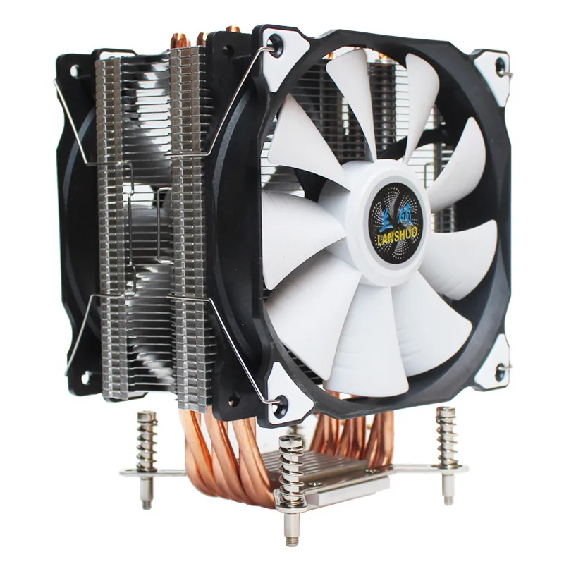 LANSHUO cpu Silent Dual Fan 6 тепловая трубка 4 провода интеллектуальный контроль температуры