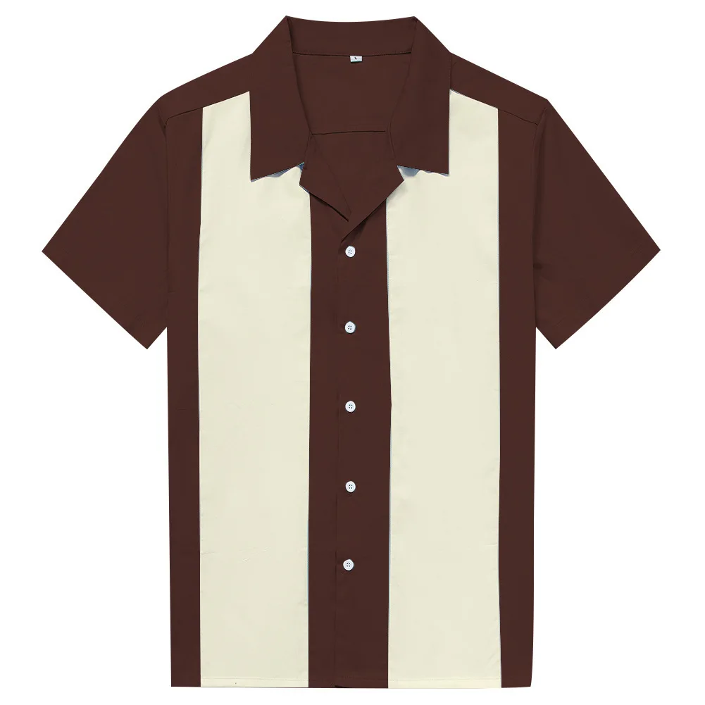 

Vertical Striped Shirt Men Short Sleeve Work Men's Bowling Shirts for Men Cotton Summer Blouse Men Plus Size Male Clothing