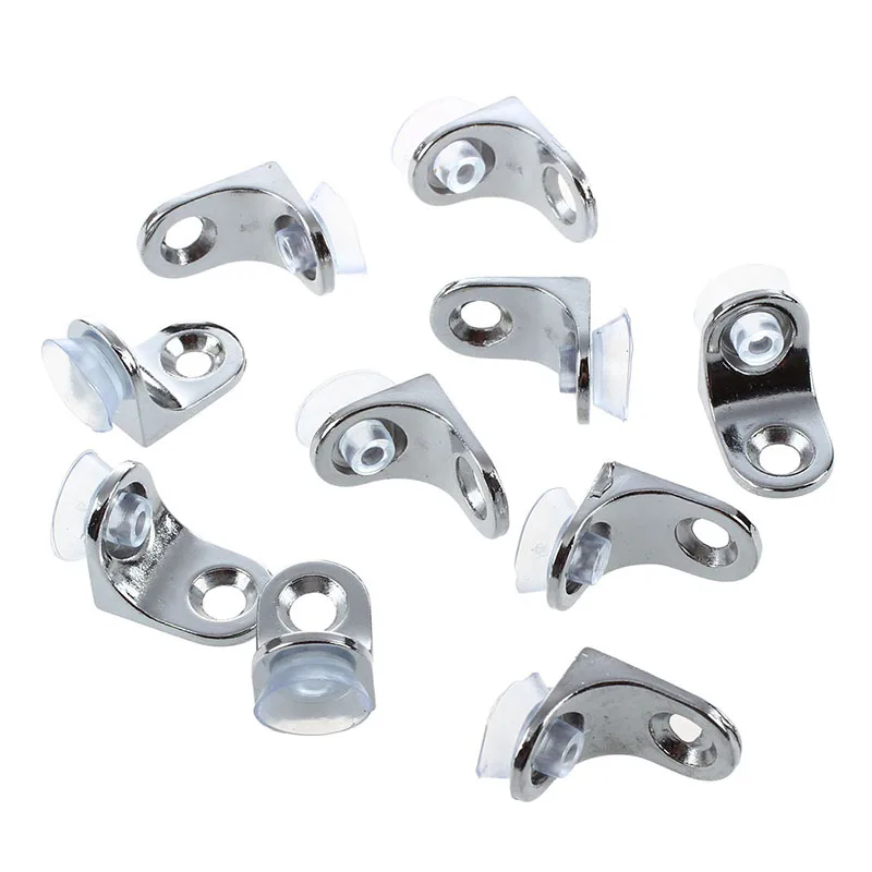 

10pcs Glass Shelf Right Angle Fixing Clip Bracket with Suction Cup