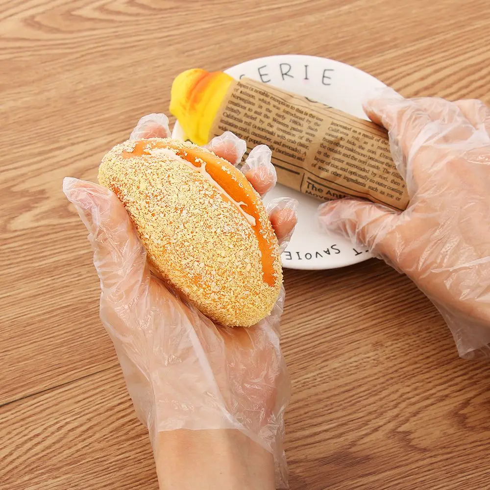 

1000pcs/set Plastic Clear Disposable Gloves Premium Polythene Avoid Direct Touch Catering Hairdressers Butchers Food Vegetable