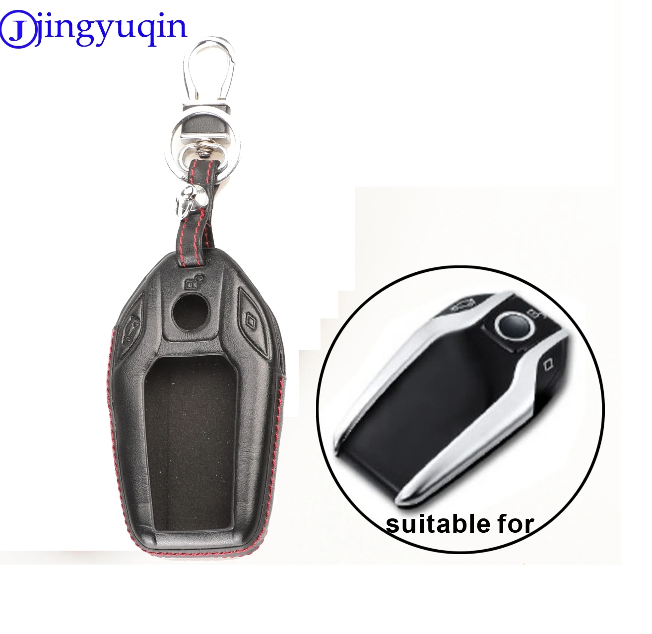 

jingyuqin Genuine Leather Car Key Case Cover Shell Remote Protective for BMW 2016 2017 7 Series Display Key