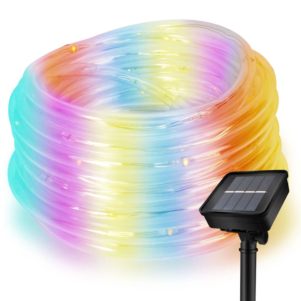 

Solar Led Tube String Lights Outdoor Rope Fairy Light Waterproof Solar Powered Lamp Garden Decoration 8 Modes Lighting 7-30M