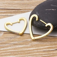 aibef new trendy gold color cubic zirconia earrings for women round heart shape statement earrings fashion party jewelry gift