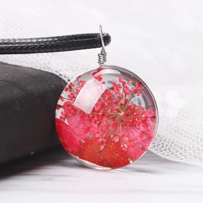 Ожерелье с подвеской из натурального цветка украшение натуральным цветком