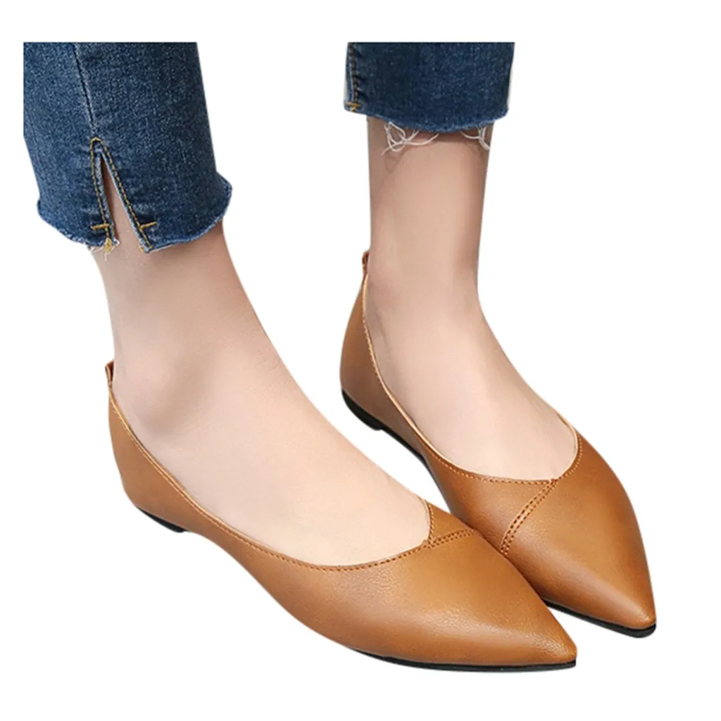 SAGACE/обувь на плоской подошве Женские лоферы без застежки с острым носком тонкие