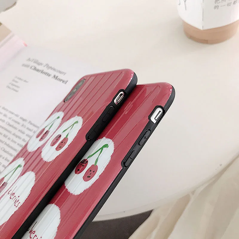 Cute Cherry Pattern Phone Case for iPhone 6 6s 7 8 Plus X Xs XR Max TPU 3D Back Cover |