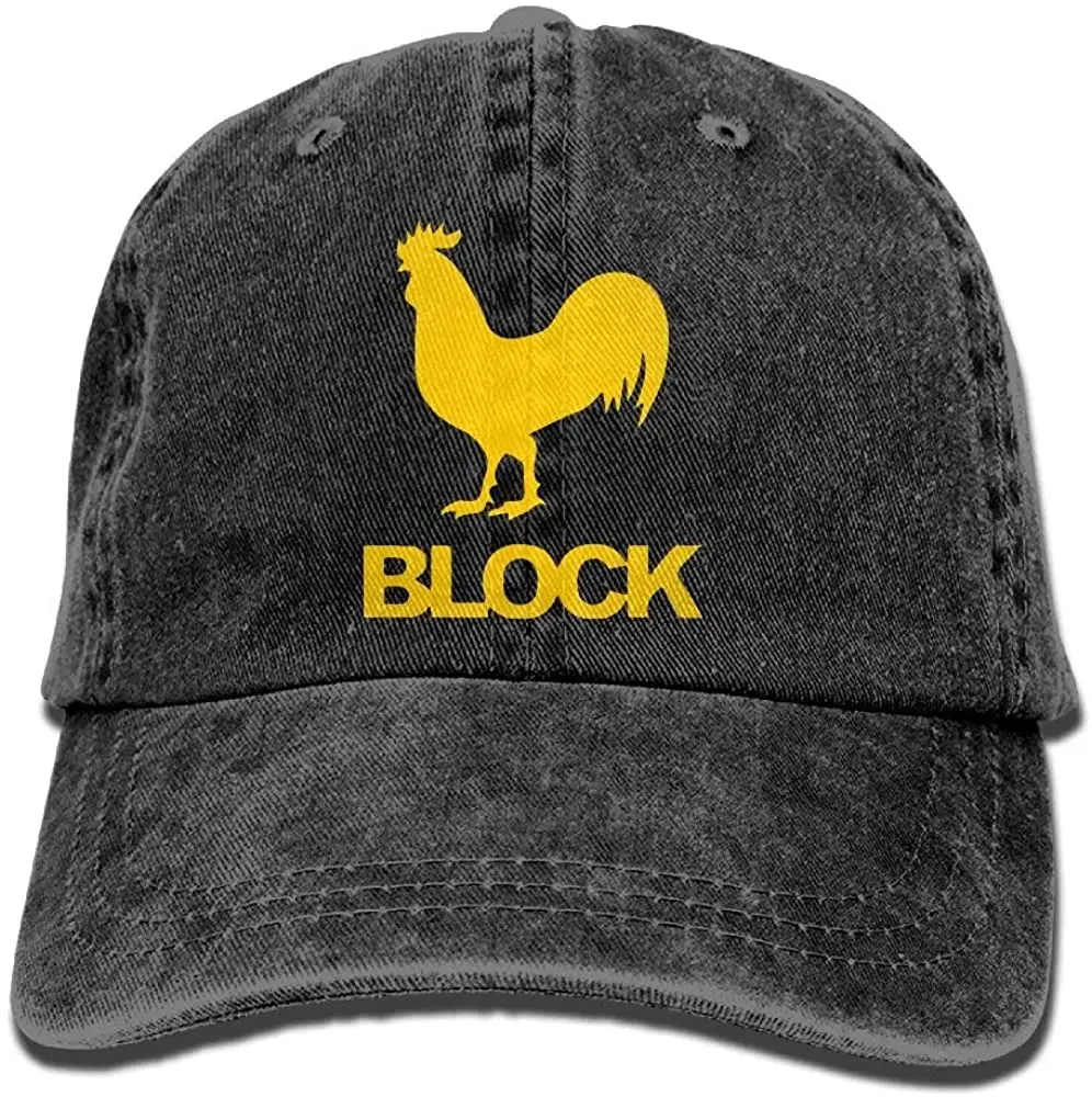 

Men's Or Women's Cock Block Cotton Denim Baseball Hat Adjustable Street Rapper Hat Black