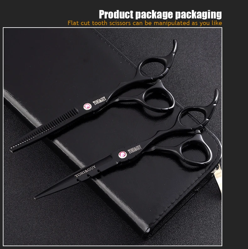 

Professional haircut scissors, black, 6.0, large scissors, Japan, 440C
