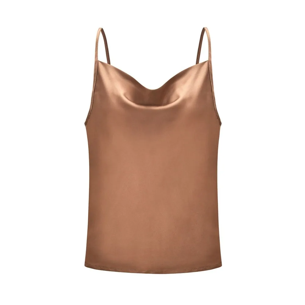 

Blouse Women Tops Solid Satin Backless Sexy Camis Shirts Feminino Casual