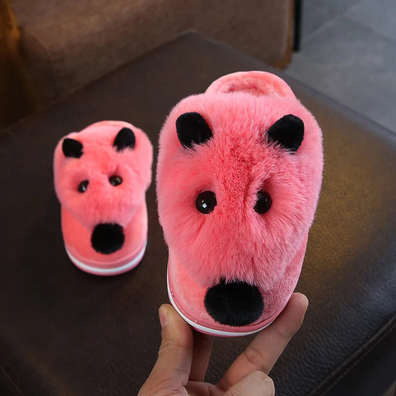 

Girls Cartoon Mouse Thick Sole Winter Cotton Bedroom Mop Children's Cute Plush Slippers Boys Home Furry Flexible Indoor Shoes
