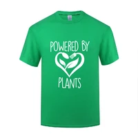 funny powered by plants cotton t shirt street style men o neck summer short sleeve tshirts tops tees