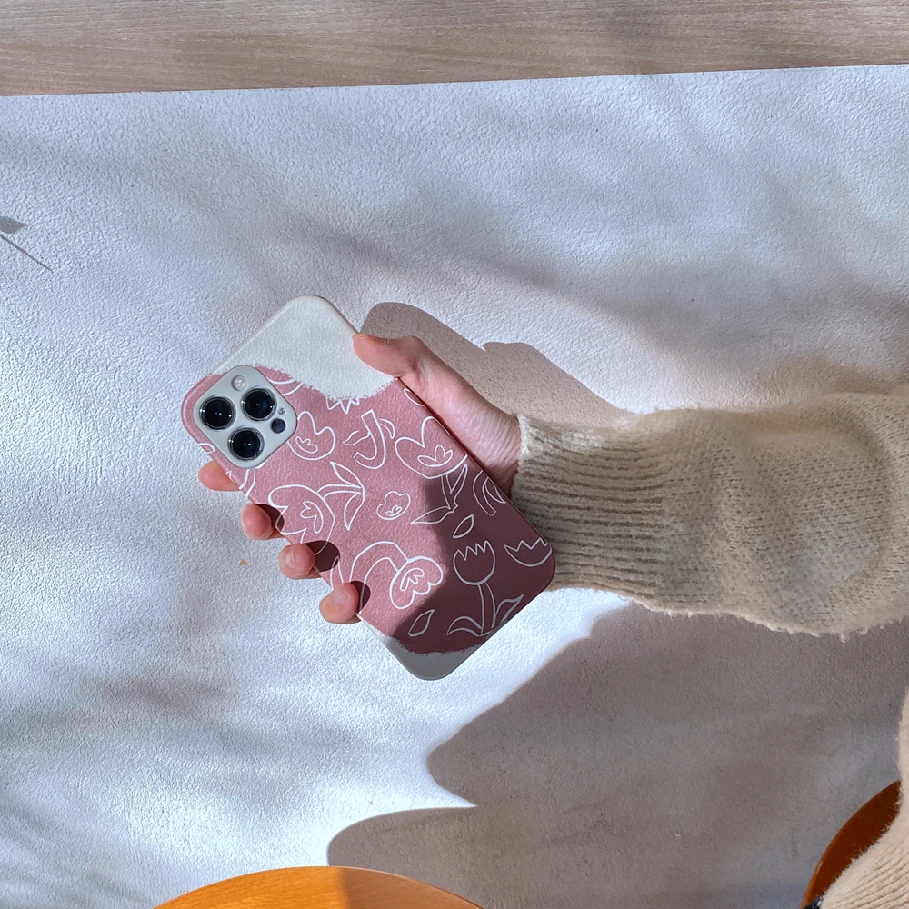 

Tobebest Abstract Floral Soft Phone Case for iPhone 12 Pro Max 11 Pro Max X XS XR 7 8 Plus 12mini Leather IMD 2in1 Back Cover