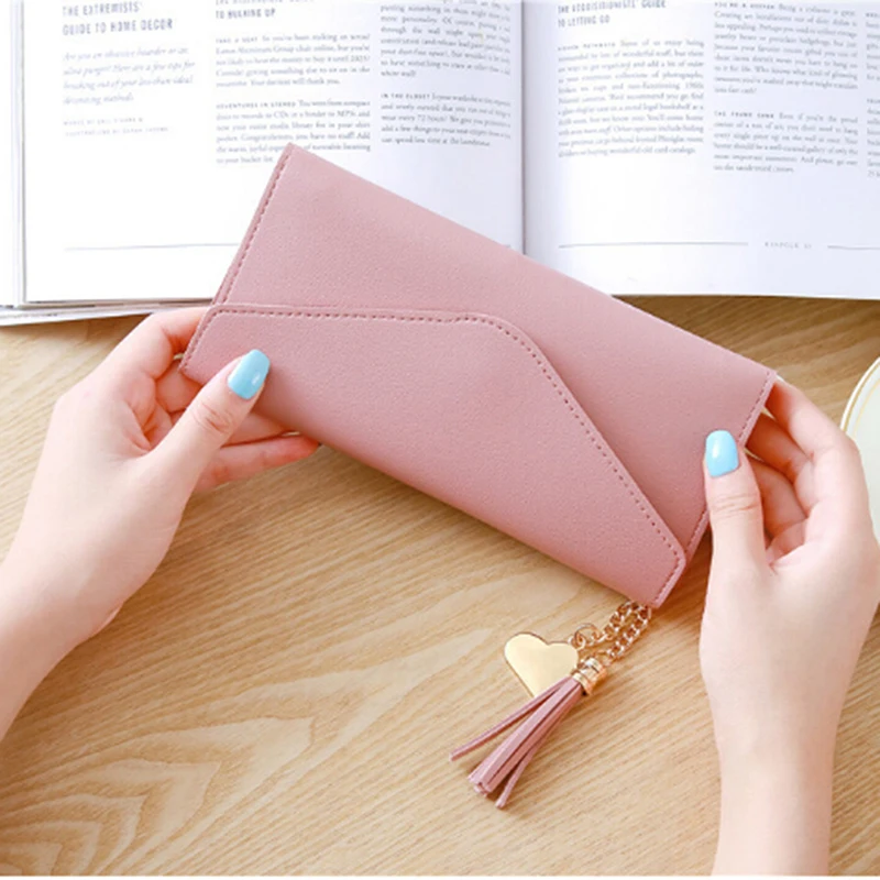 

Long Wallet Women Purses Tassel Coin Purse Card Holder Wallets Female Phone Pocket Case Clutch Money Bag PU Leather Wallet