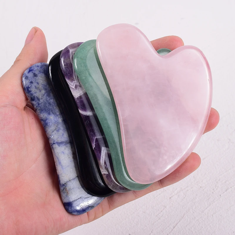 Wholesale Jade Massage Gua Sha Tool Natural Stone Rose Quartz Facial Acupuncture Scraping Healing Body Eye Health Care Massager |